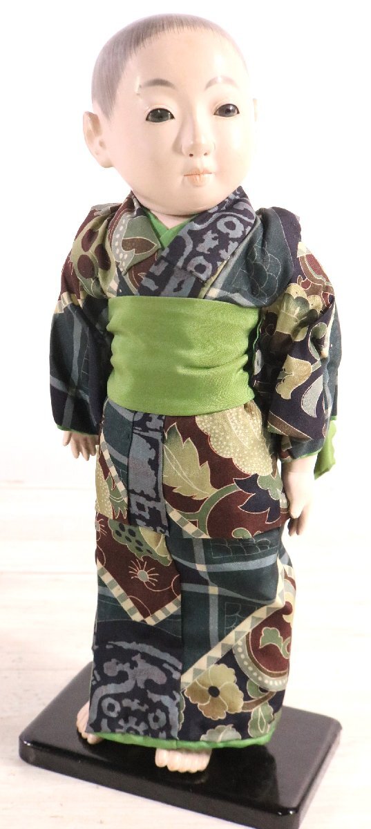 最終お値下げ❣️ヴィンテージ　市松人形 男の子　黒と緑の模様 中古】平田陽光 作 市松人形 男の子 郷陽の弟の落札情報詳細 - Yahoo