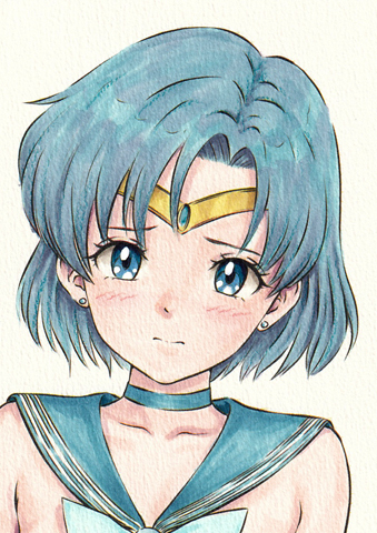 セーラームーン 手描きイラスト 同人手描きイラスト 水野亜美 同人誌生