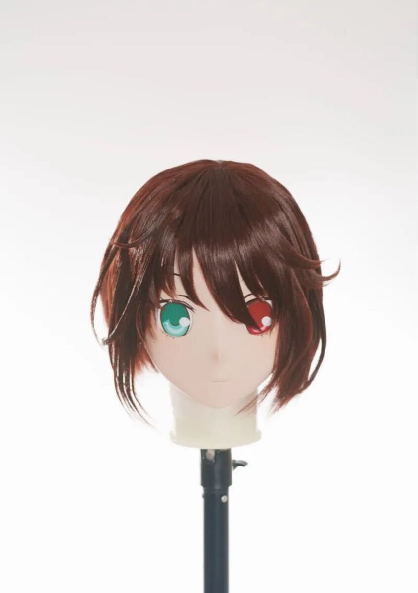 傷や汚れあり】青鬼風 kigurumi 全頭マスク 角付き ホワイトヘア 現品