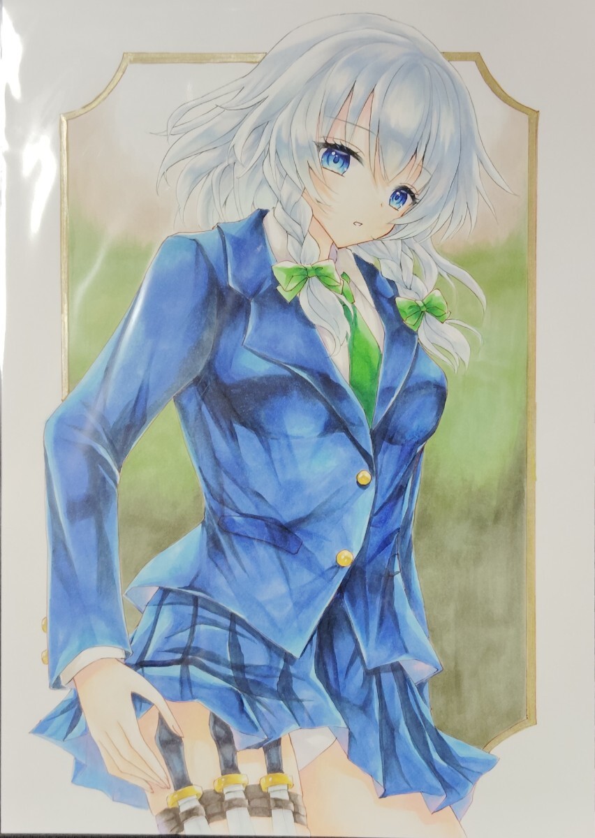 山北東 原画 手描き イラスト ☆同人手描きイラスト 色紙 原画 東方Project 東方プロジェクト 「十六