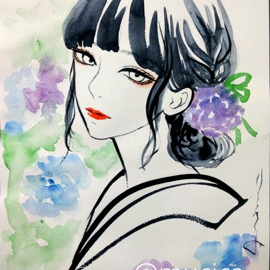目立った傷や汚れなし】肉筆原画 手描きイラスト オリジナル 美人画