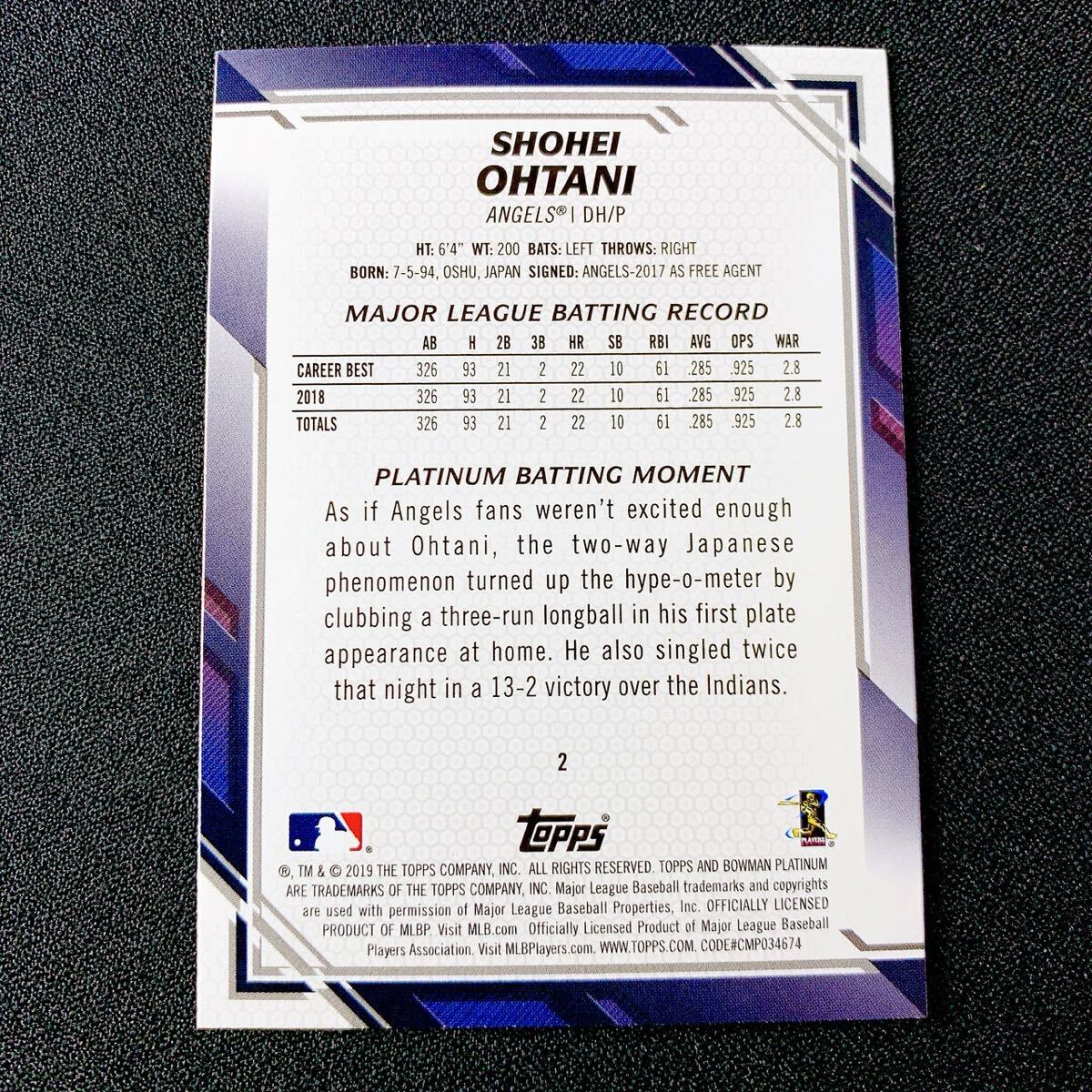 新品】【1of1】大谷翔平 世界で1枚限定直筆サインカード bowman