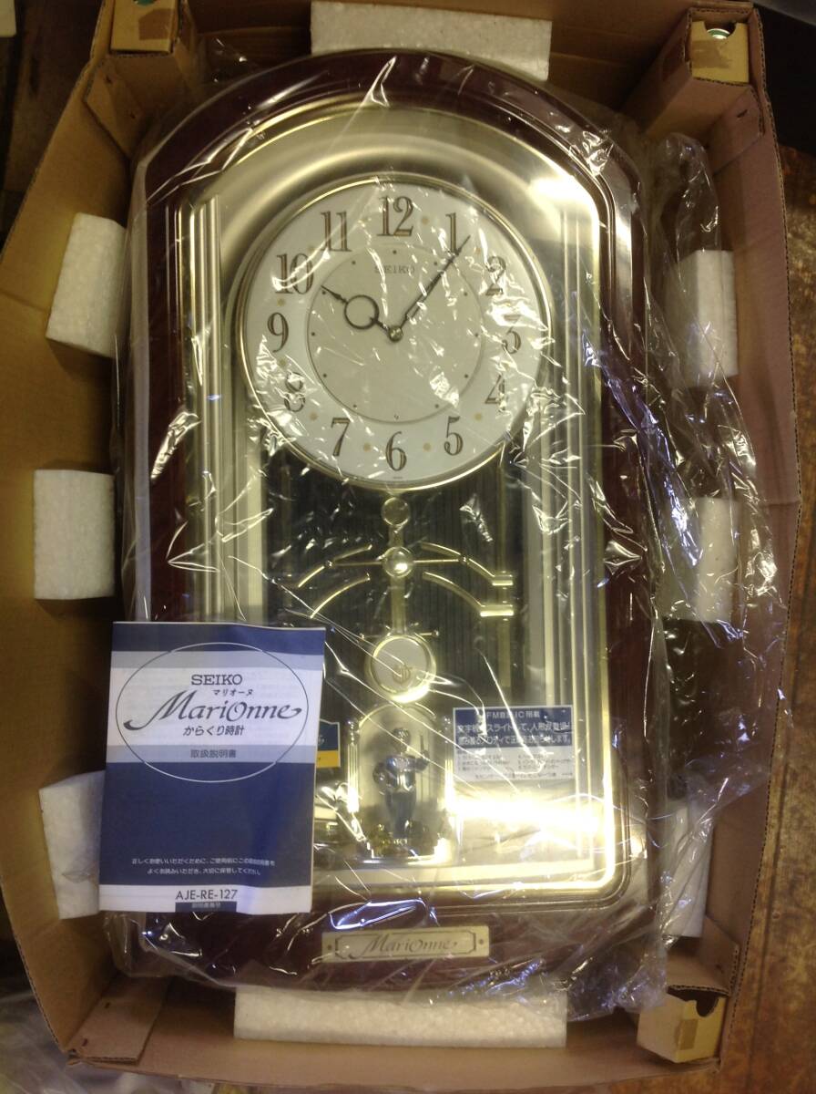 中古品】セイコー SEIKO マリオーヌ RE526B 掛け時計 ブラウン系