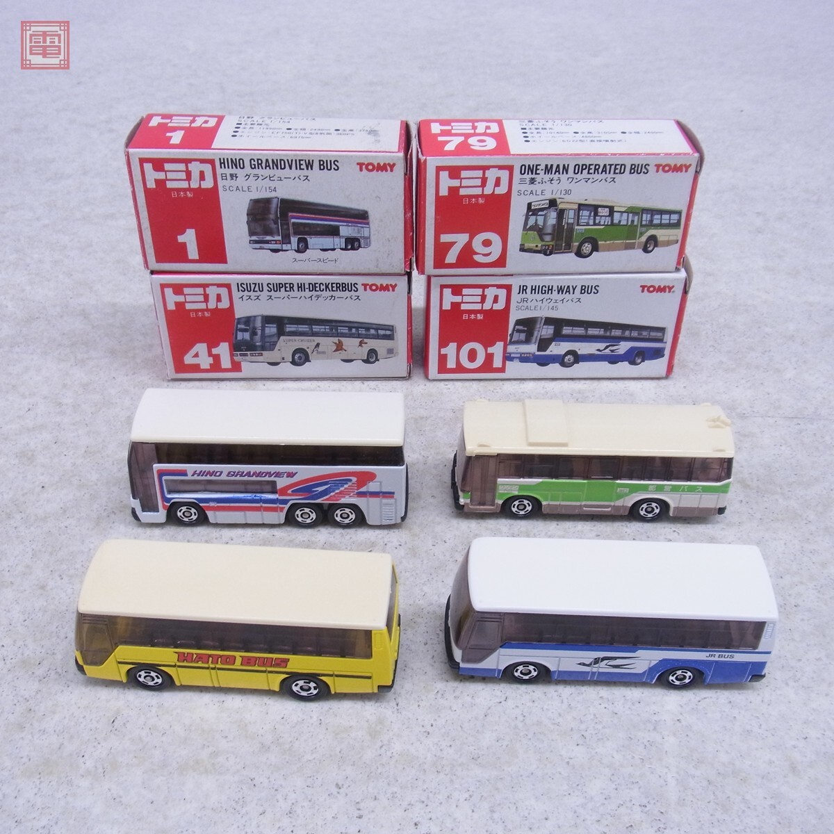 1円～ トミー 赤箱トミカ 日野グランビューバス /ミニカー 日本製の