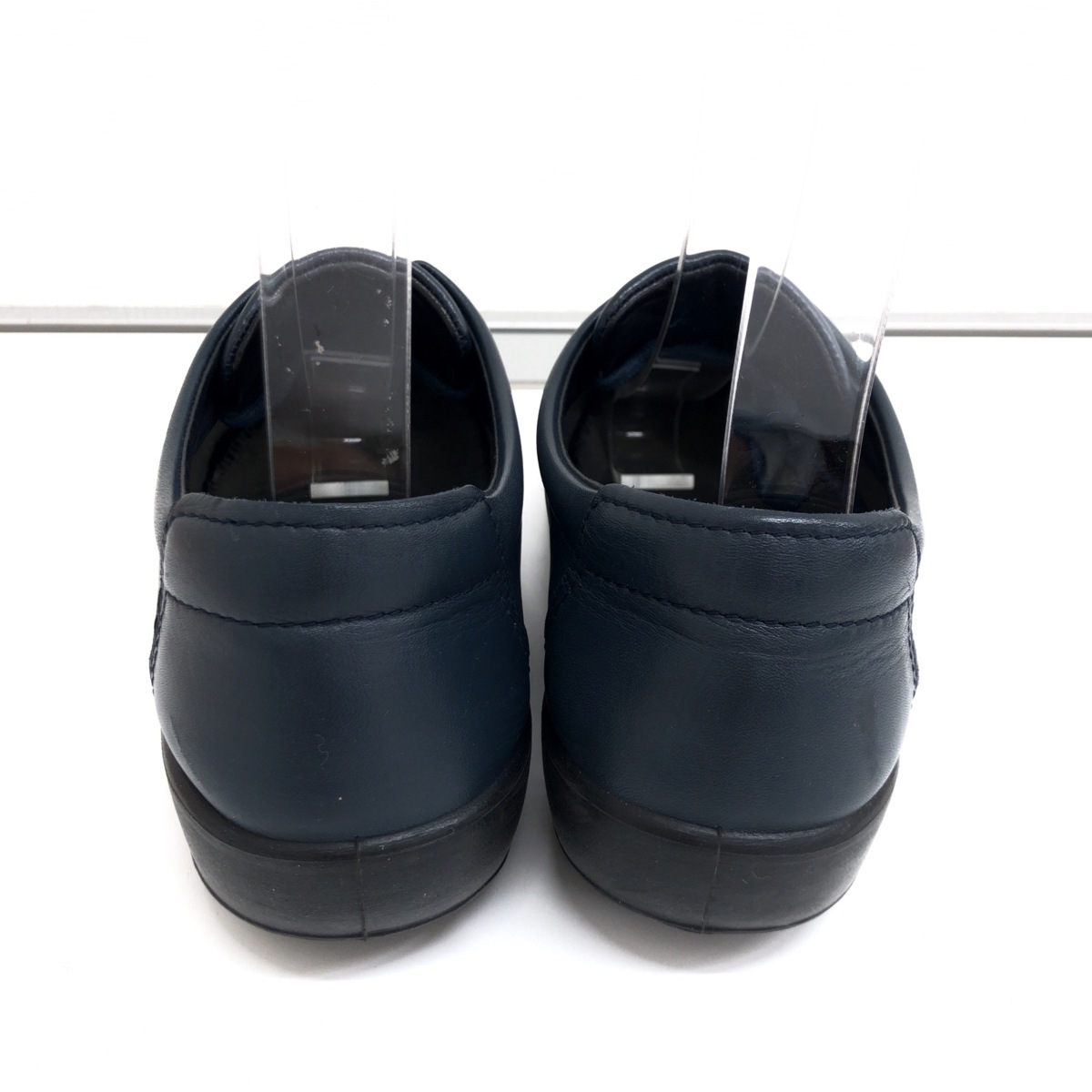 ○ ecco エコー 本革 レザー スニーカー 25cm ネイビー 紺 ...