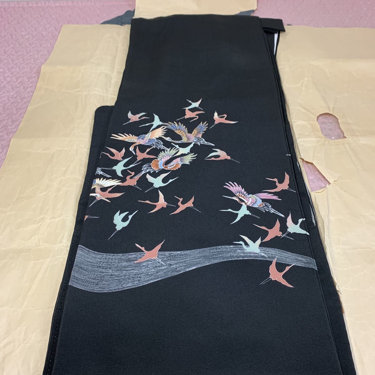 アンティークの刺繍 袋帯 綴れ織 宝舟 船 龍 宝尽くし