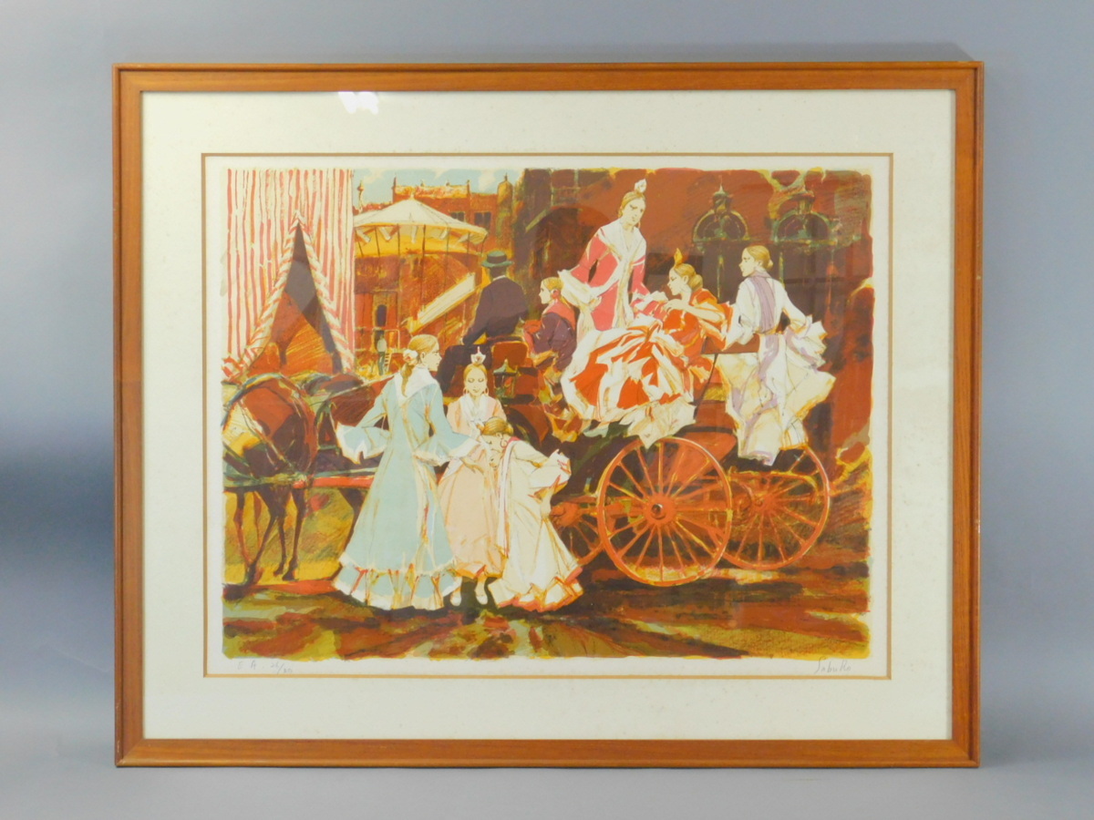 斎藤三郎 リトグラフ 祭りの馬車 【公式通販】