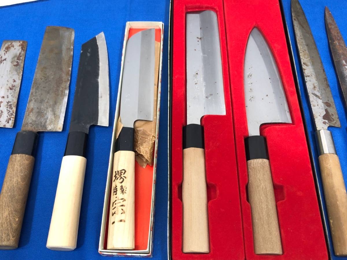 Yahoo!オークション -「堺直次郎」(包丁) (刃物)の落札相場・落札価格 9-18 包丁まとめて 堺刃物　堺直次郎　包丁セット