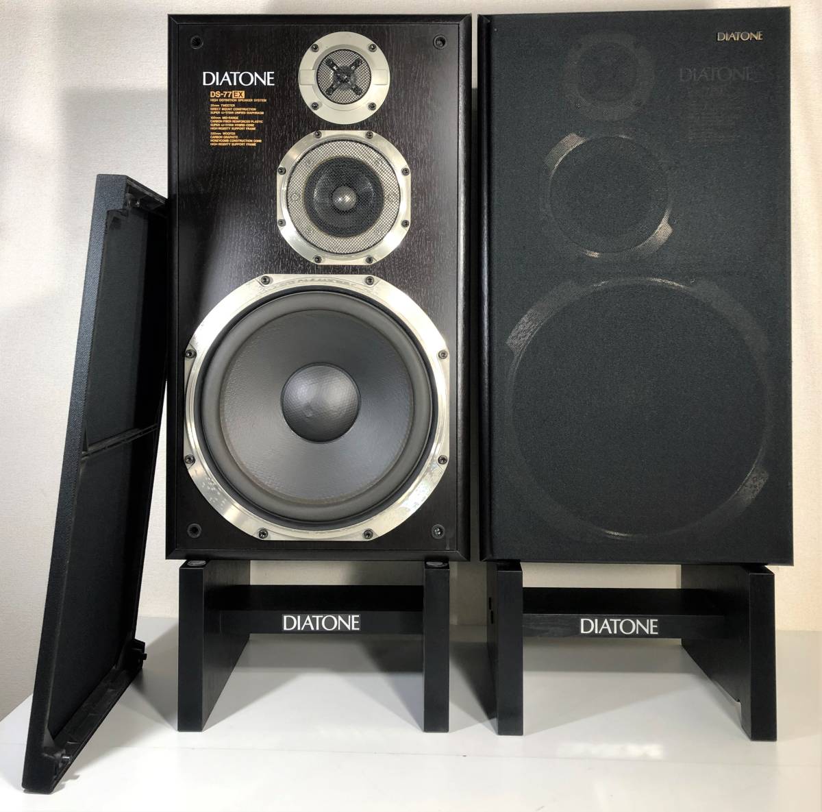 B◆DIATONE ダイヤトーン DS-77EXV AV 3way 3ウェイ ブックシェルフ型 ペア スピーカー オーディオ機器◆ ⑥引取大歓迎DIATONEダイヤトーンDS-77EXブラック系◇3ウェイ スピーカー◇