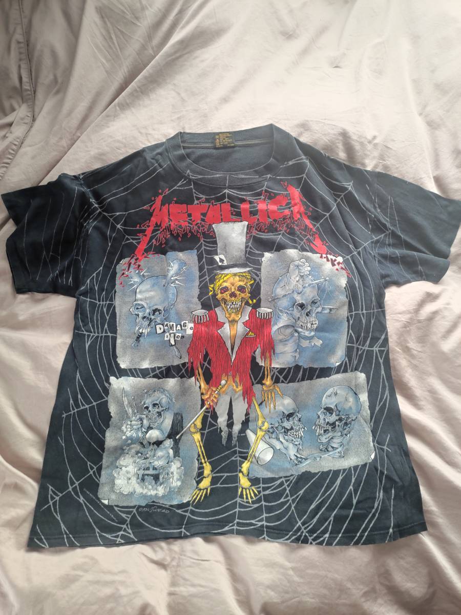 激レア！90s USA製 metallica 総柄 バンドtシャツ pushead メタリカ 