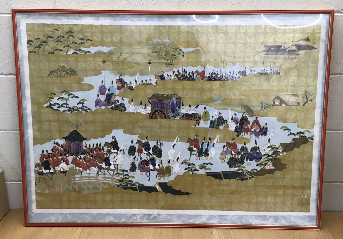 美濃和紙 友禅染 大判アート 2枚セット（花鳥／平安絵巻） 絵画　日本画 美濃和紙 ハッピーセット 友禅染め 2枚組 花鳥画と平安絵巻 縁起物