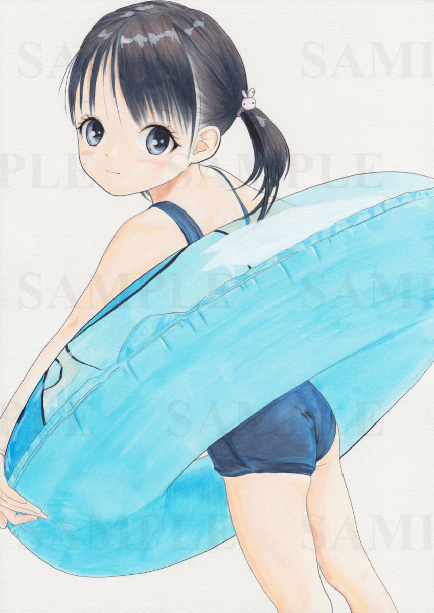 オリジナル手描きイラスト 浮き輪と猫耳さん おトク情報がいっぱい