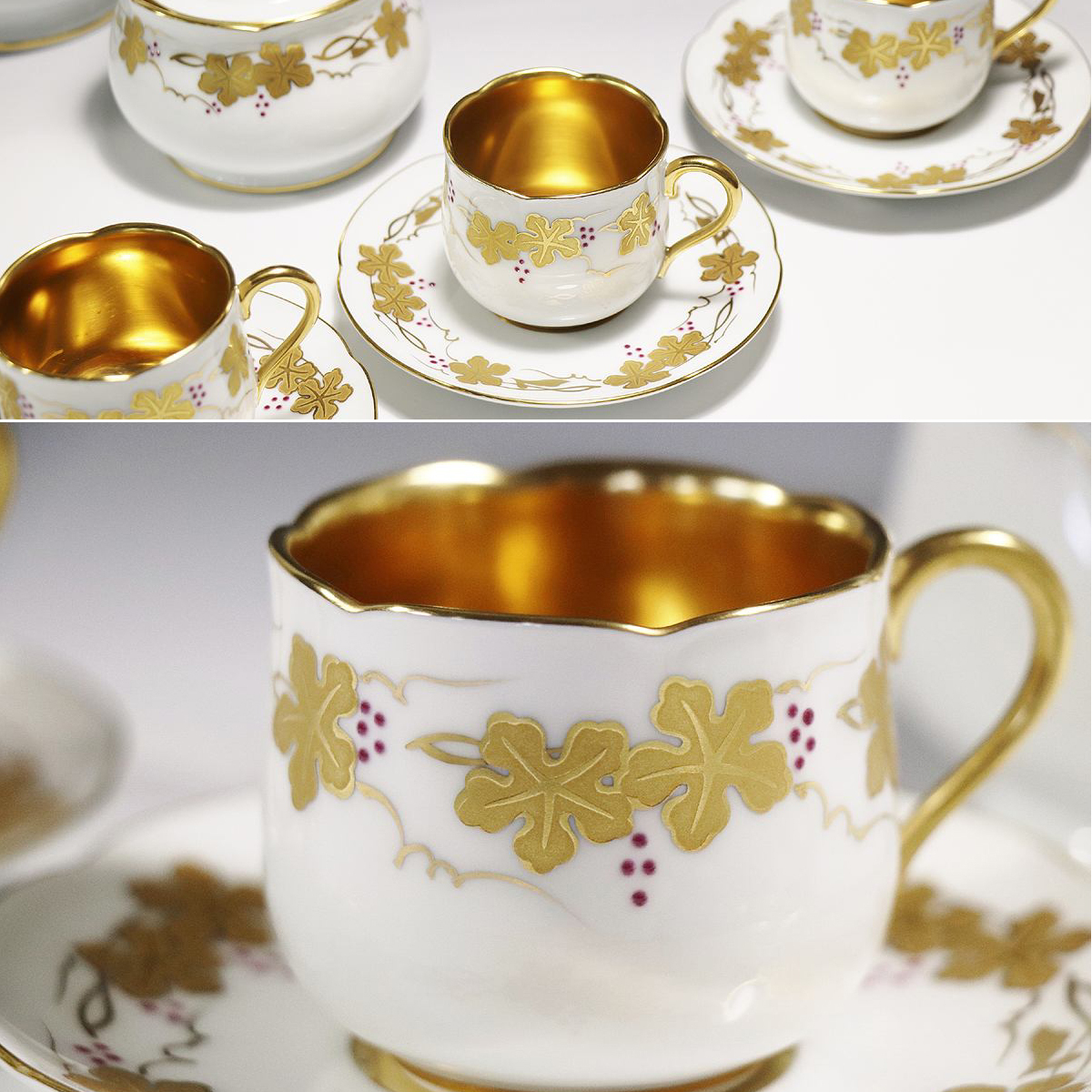１着でも送料無料 46c 上絵色盛野葡萄コーヒー碗皿 大倉陶園 新品 ギフト 茶器 紅茶 大倉陶園 Labelians Fr