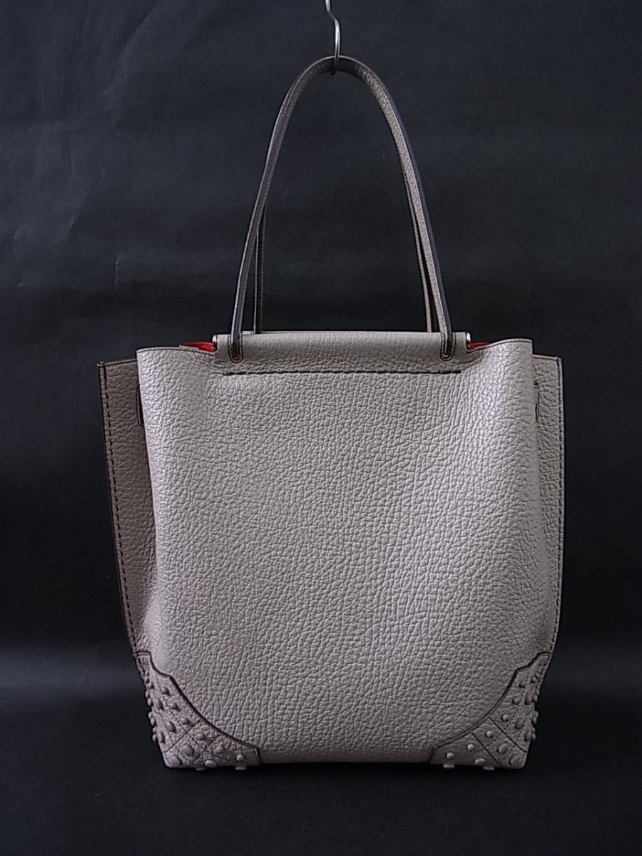 美品 TOD'S/トッズ WAVE SHOPPING BAG/ウェーブトートバッグ サンド