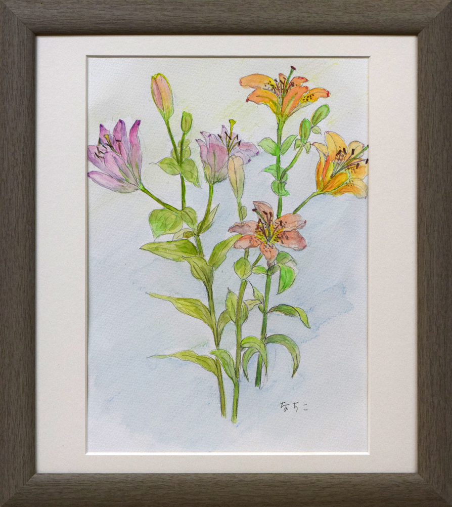小竹美術】お宝かも□作家不明「花」水彩画□サインあり□植物画