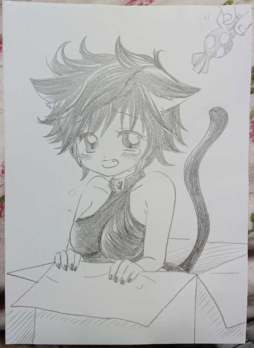 オリジナル 手描きイラスト Yahoo!オークション - 手描きイラスト モノクロ オリジナル 少女