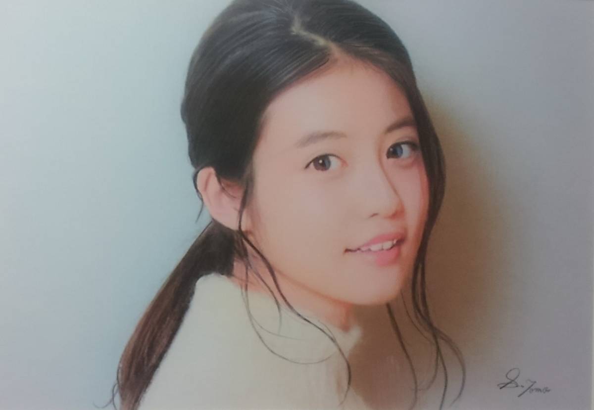 【真作】 S.Tomo 直筆サイン有り 色鉛筆画 真筆 人物画 写実画 美人画 Amazon.co.jp: 『作品3546』S.Tomo氏直筆色鉛筆画 美人画 額装