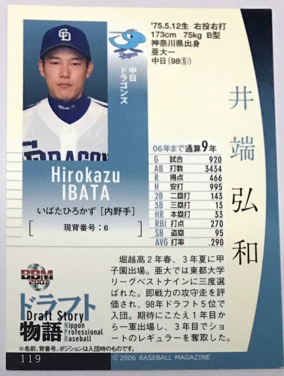 井端弘和☆BBMプロ野球カード2006ドラフト物語☆レギュラー