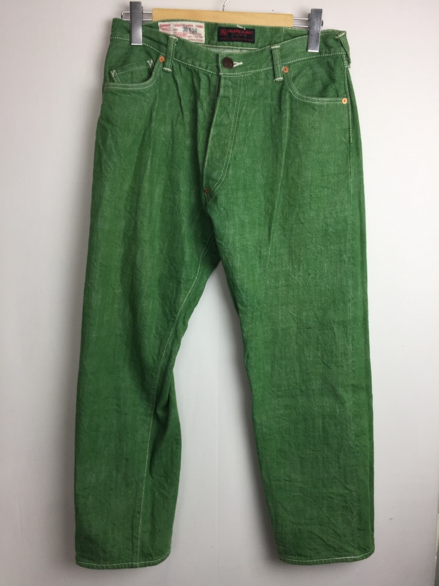 希少モデル　ヤマネ エヴィス エビス LOT 1959デニムパンツ グリーン エヴィス EVISU カラーデニムパンツ ボトム YAMANE 山根 サイズ38×34