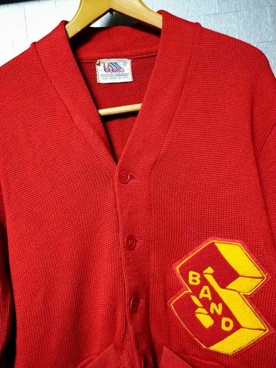 希少!60年代!ヴィンテージ品!venus knitting mills60sウールニットレタードカーディガン刺繍ワッペンの落札情報詳細
