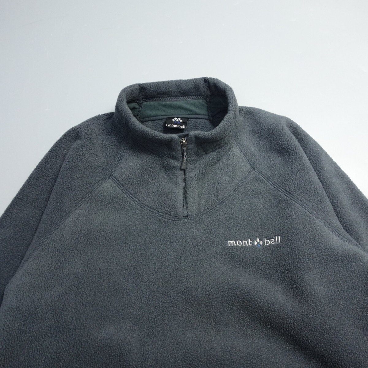 モンベル　ジップアップジャンパー　ボトルネック　グレー　ロゴ入り　XL モンベル ジップアップジャンパー ボトルネック グレー ロゴ入り