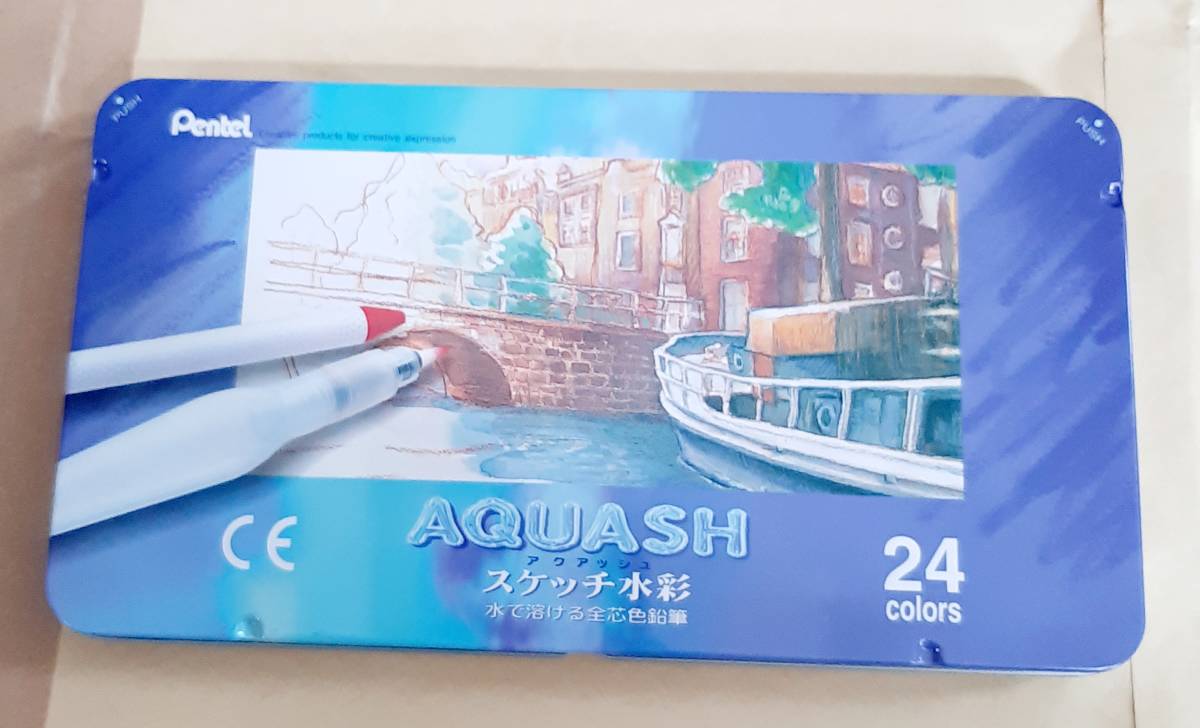 送料込 アクアッシュ Aquash 混色や塗り重ねが出来る水彩クレヨン 24色メタルケース入り 水に溶かすと透明水彩になります の落札情報詳細 ヤフオク落札価格情報 オークフリー スマートフォン版