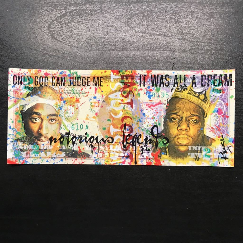 新品】【伝説】TUPAC BIGGIE 2ドル紙幣アート Rency レンシー 直筆