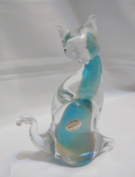 ベネチアンガラス Murano ムラノ ムラーノ 猫 キャット 2点セット