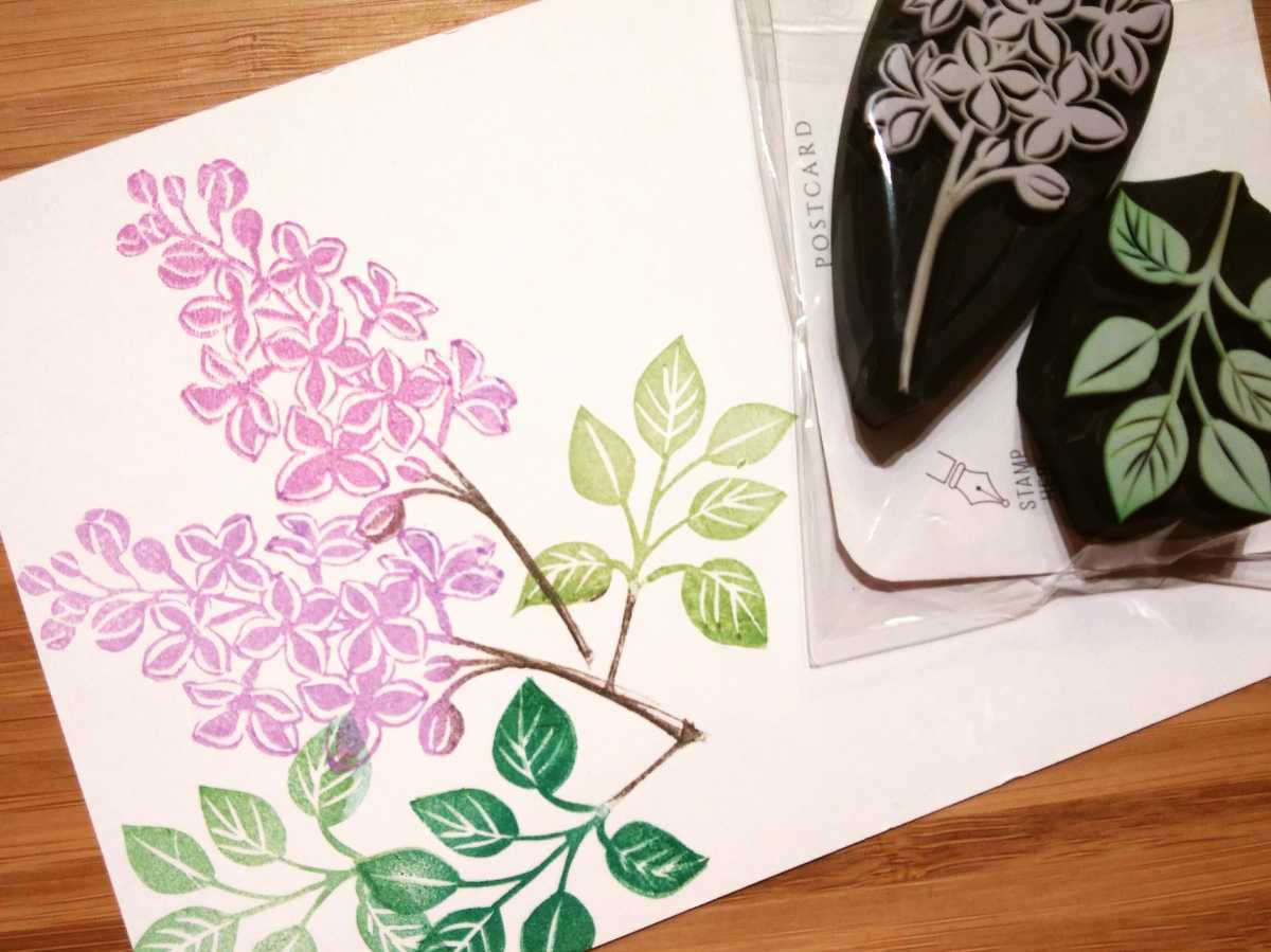 消しゴムはんこ　ライラック 消しゴムはんこライラック