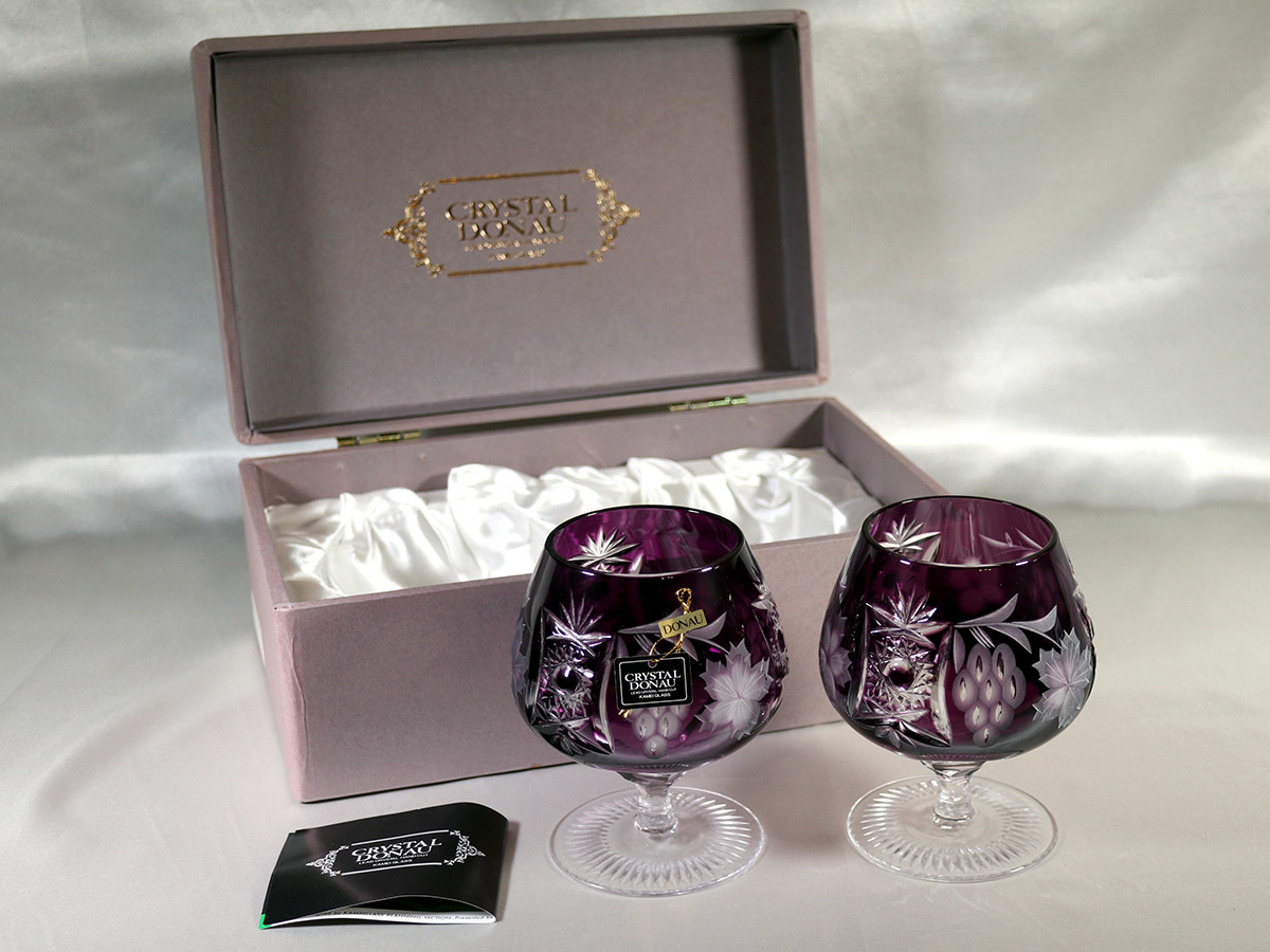 【新品未使用】CRYSTAL DONAU 紫色 クリスタルグラス 2個セット CRYSTAL DONAU 紫色 クリスタルグラス 2個セット