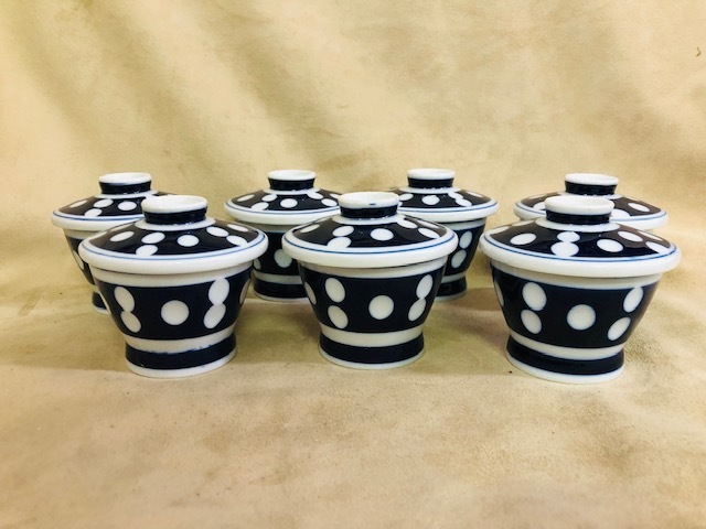 USED：昭和レトロ】水玉 蓋付き小鉢 茶碗蒸し ぜんざい、そば猪口等 7