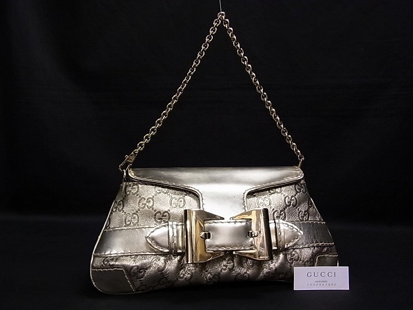 GUCCI ゴールド パーティーバッグ 1円 □美品□ GUCCI グッチ 189886 493492 レザー ゴールド金具 2way