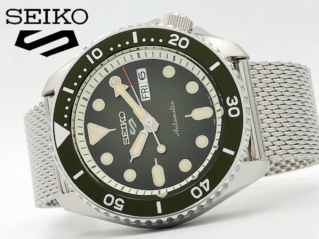 新品 新品正規品 セイコー5 Seiko 5 Sportsスポーツ自動巻きとけい腕時計メンズウォッチカレンダーミラネーゼ男性用キャンプ釣りグリーン緑 の落札情報詳細 ヤフオク落札価格情報 オークフリー スマートフォン版