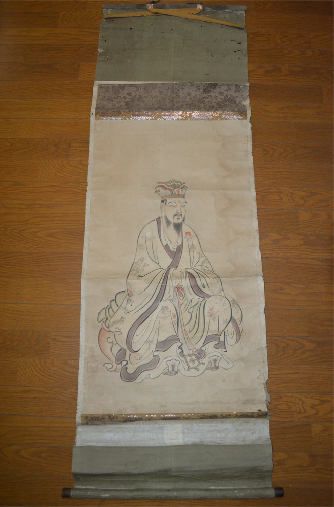 中国画　人物　肉筆　紙本　掛軸　掛け軸　三国志　 やや傷や汚れあり中国美術 三国志 人物図 肉筆 紙本 掛軸 掛け軸