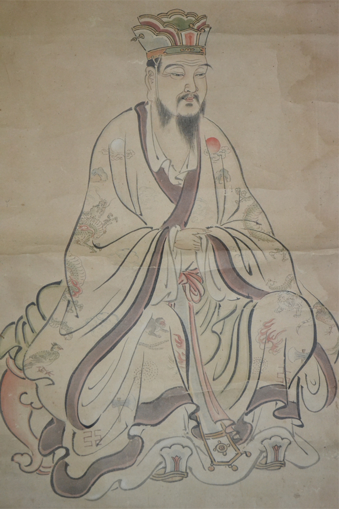 中国画　人物　肉筆　紙本　掛軸　掛け軸　三国志　 やや傷や汚れあり中国美術 三国志 人物図 肉筆 紙本 掛軸 掛け軸