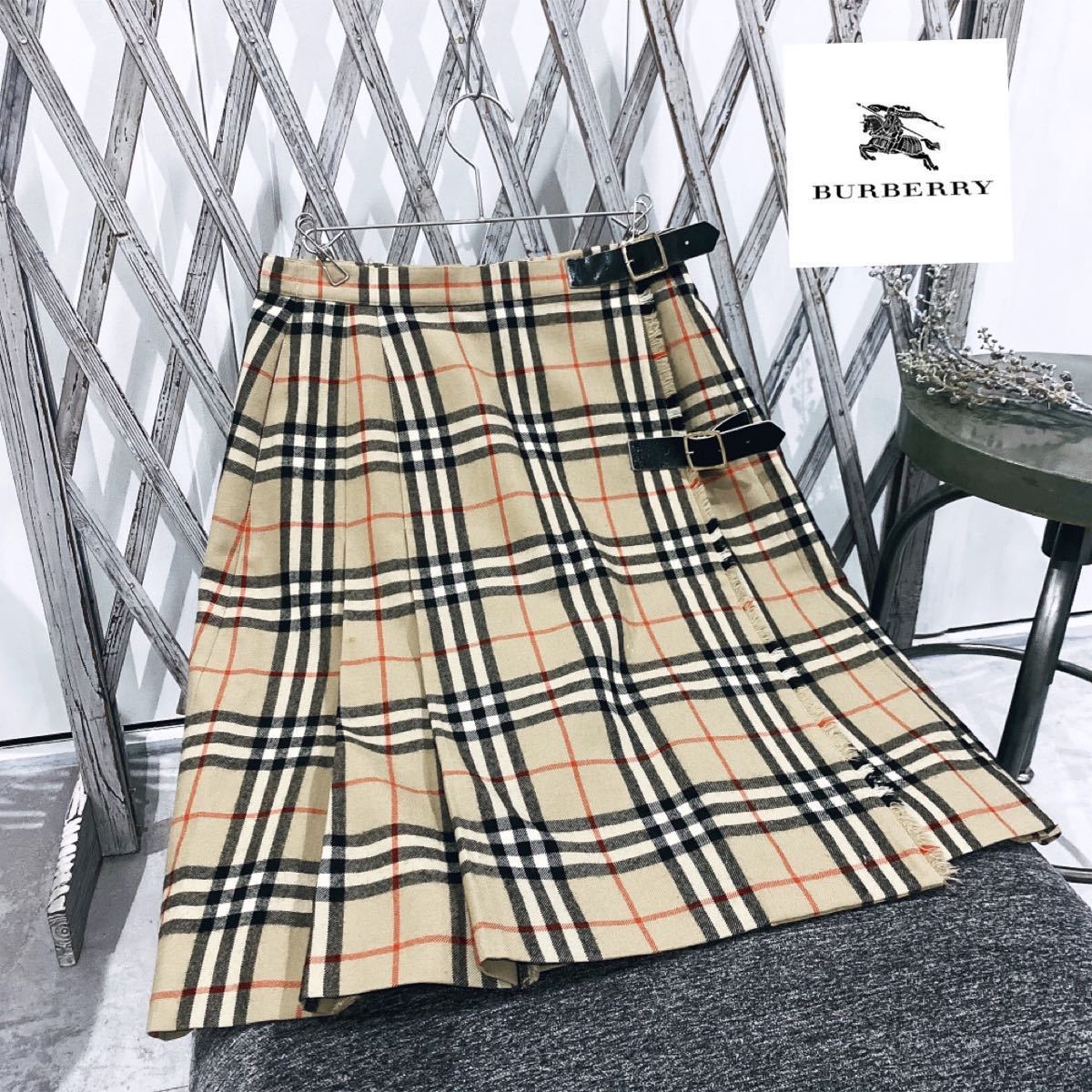バーバリー ノバチェック プリーツ　巻きスカート　140㎝　吊りひも着脱可 バーバリー ノバチェック プリーツ 巻きスカート 140㎝ 吊りひも