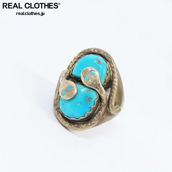 ズニ族 エフィー•カラバサ スネークモチーフのターコイズ リング