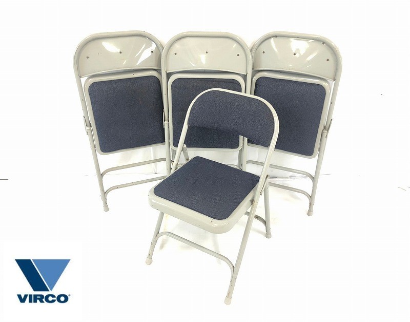 米軍放出品】MECO 折り畳みイス 4脚セット オフィス パイプ椅子