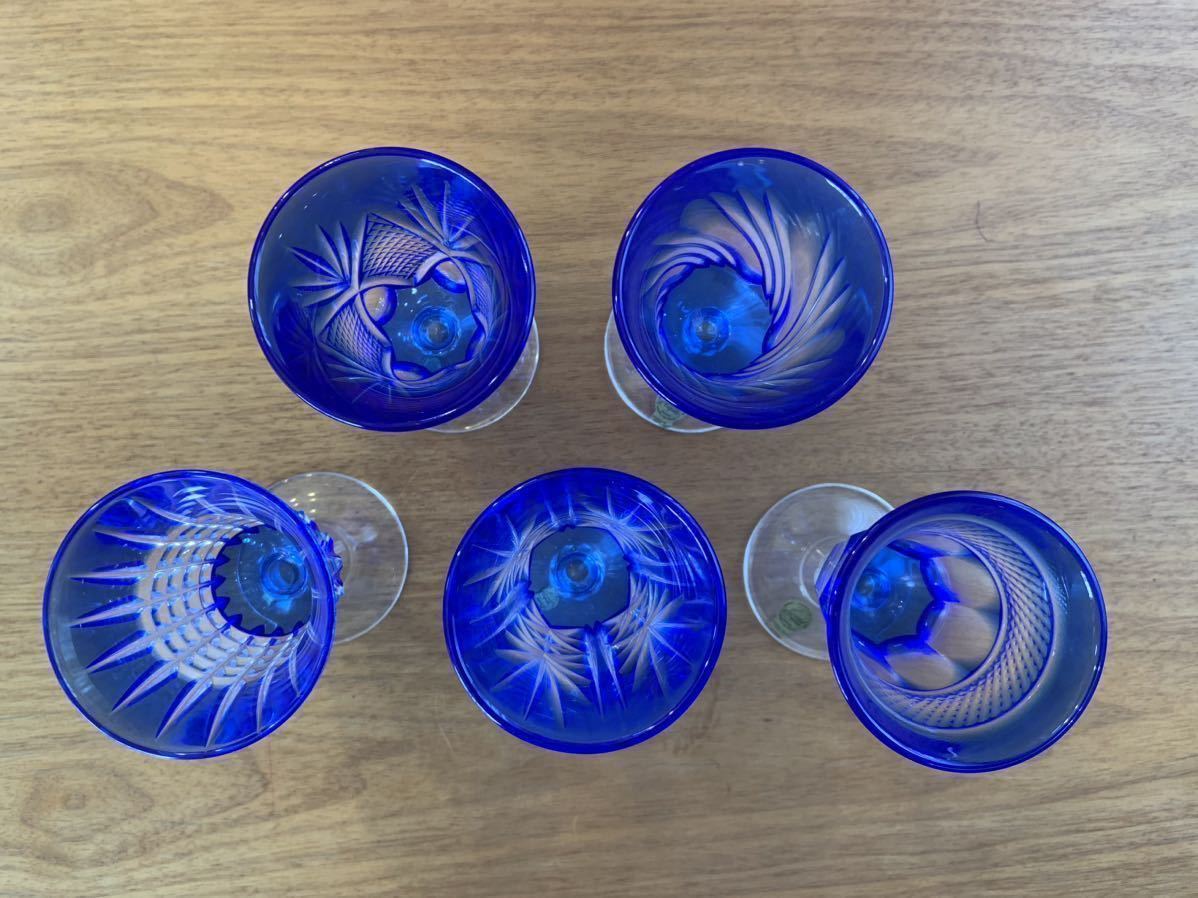 未使用　クリスタル・ダルク　色被切子　ボウル　5客　KAMAY カメイガラス 未使用 クリスタル・ダルク 色被切子 ボウル 5客 KAMAY カメイガラス