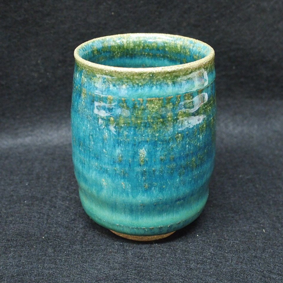 【値下げ】【6客】十六代 熊谷保興 上野焼 緑釉台付長皿【真作保証】 十六代 熊谷保興 上野焼 緑釉台付長皿【6客】【真