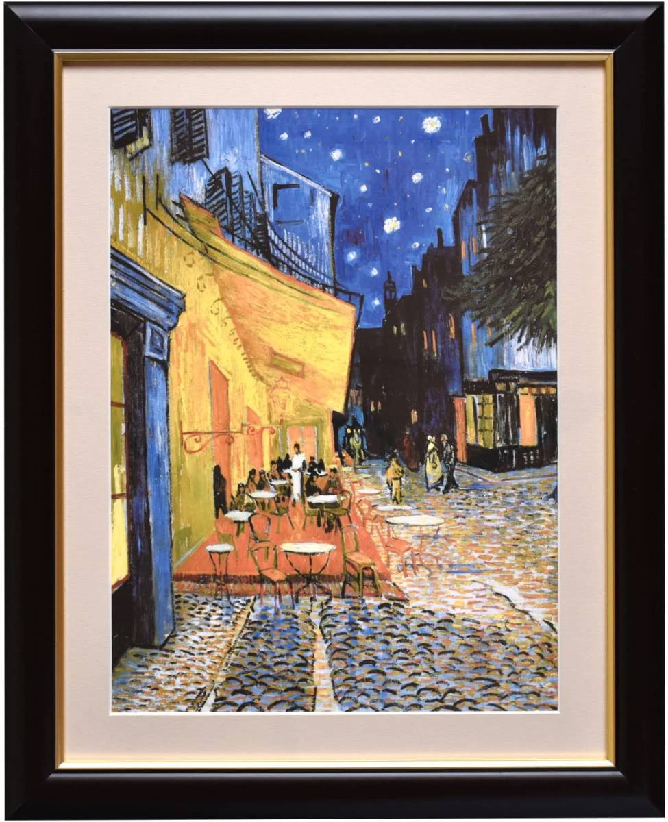 新品】世界の名画 肉筆 油絵 風景画 ゴッホ [夜のカフェテラス] 印象派