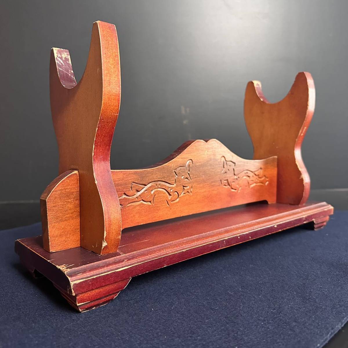 黒檀 刀掛け 模造刀 象牙台 刀台 飾り台