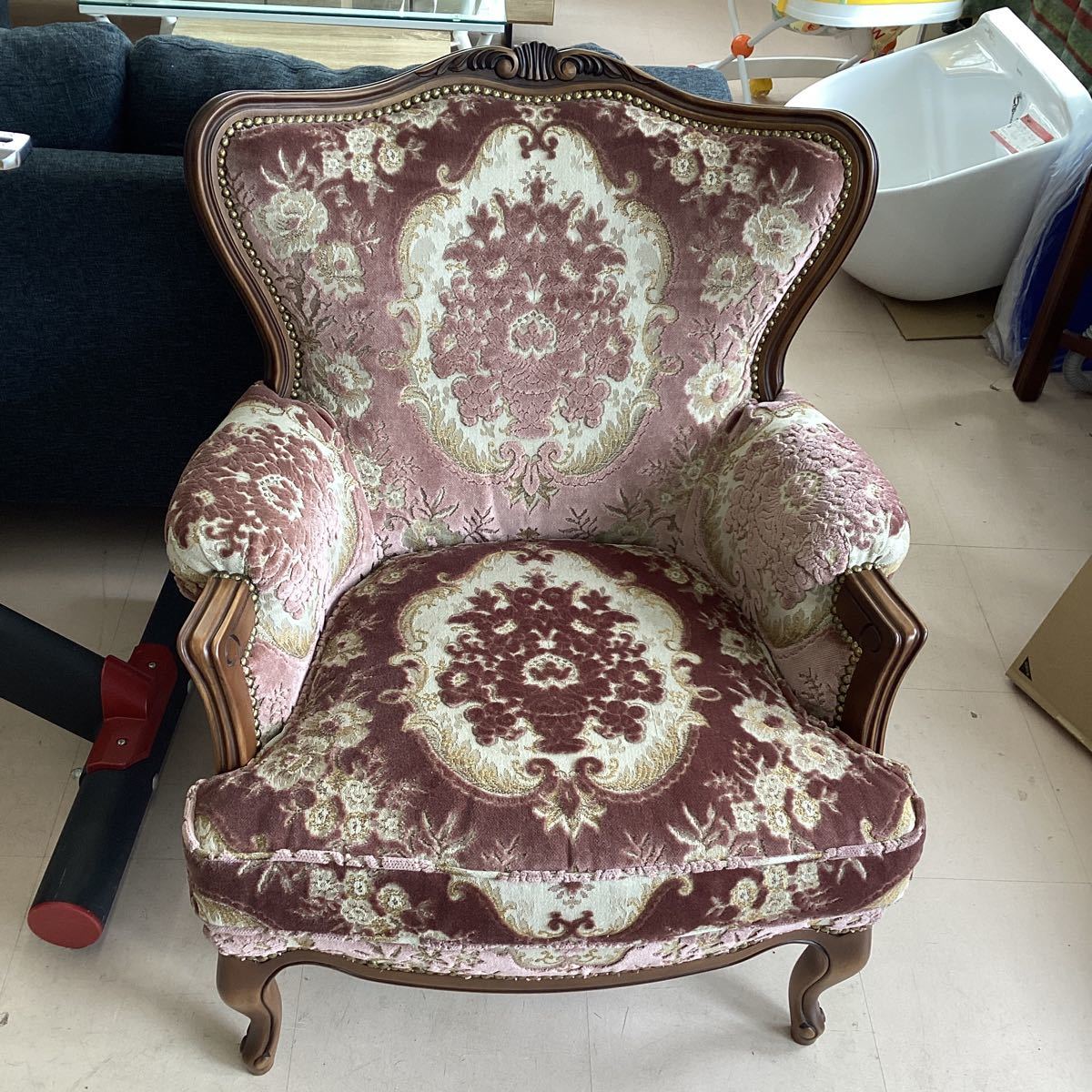 アンティーク チェア 1人掛け ソファ アームチェア 猫足