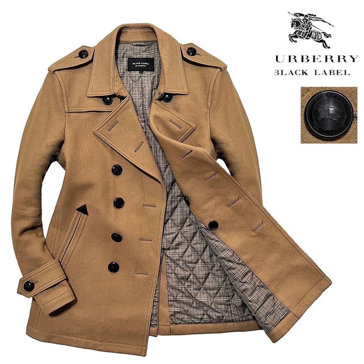 極美品】BURBERRY BLACK LABEL 羊毛 メルトン Pコート