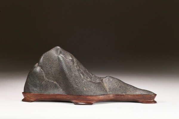 雨竹亭] 【瀬田川石(台座付)】添景 添配 水石 盆栽 盆景 盆石 鑑賞石