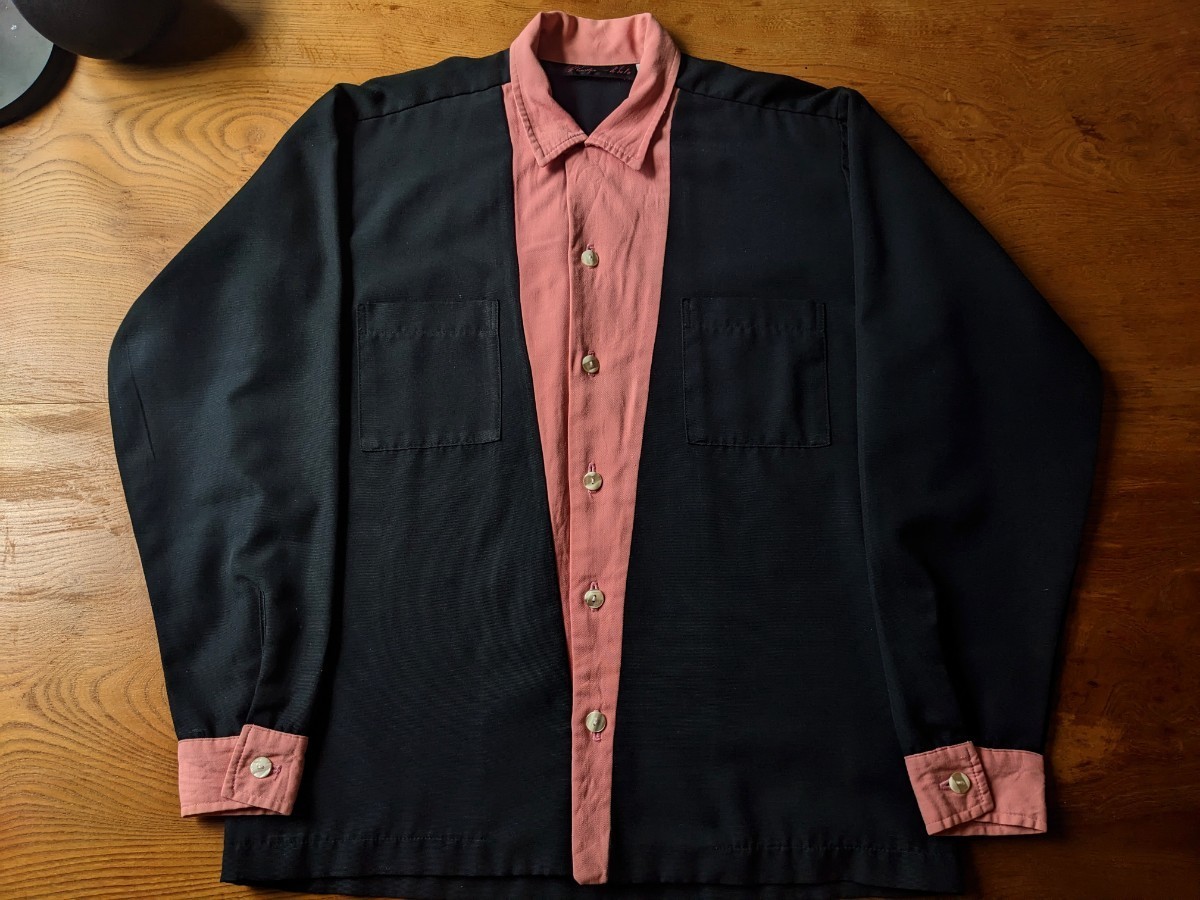 目立った傷や汚れなし】50s 60s レーヨンシャツ ロカビリーシャツ 