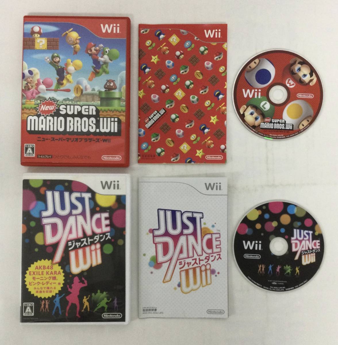 【傷や汚れあり】23Wii107 任天堂 ニンテンドー Wii ジャストダンスWii ニュースーパーマリオブラザーズWii セット レトロ