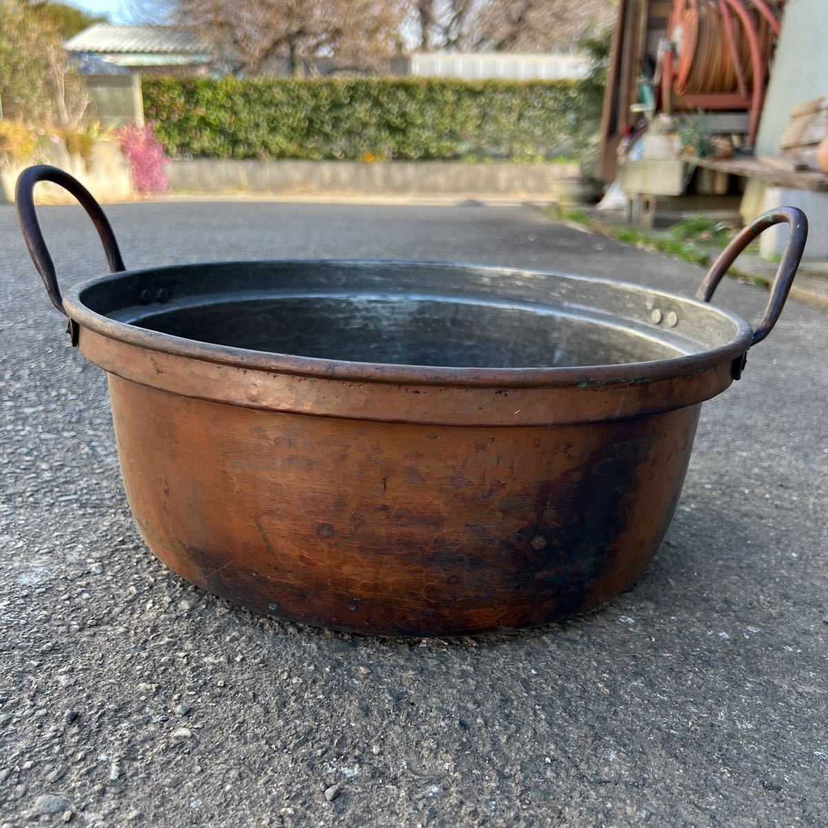 銅鍋大鍋業務用重量9Kg 製菓店実用品