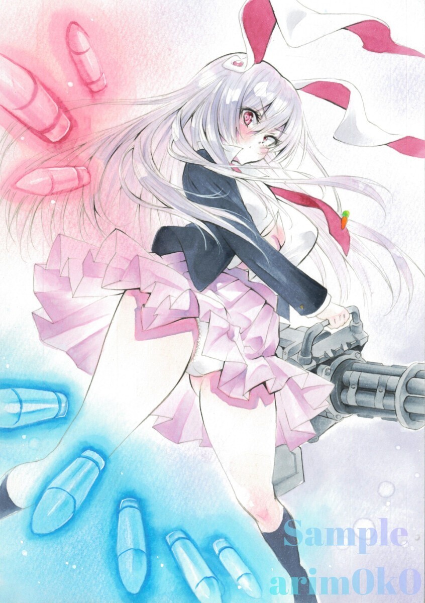 手描きイラスト 東方Project 鈴仙・優曇華院・イナバ 豆色紙 - メルカリ