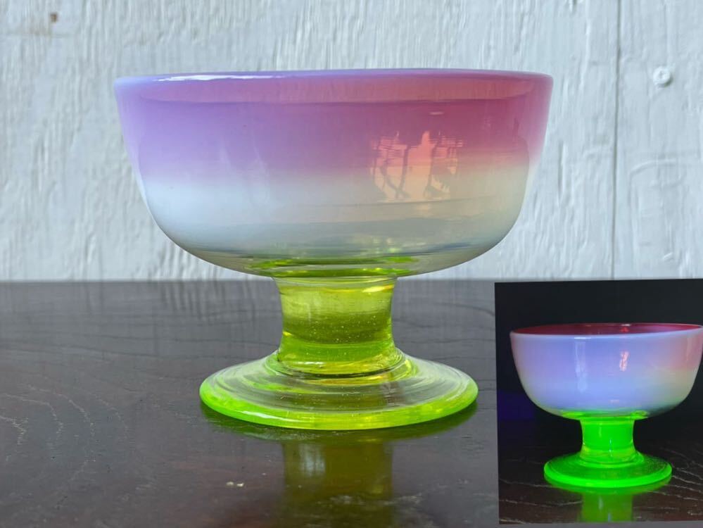 和ガラス なつめ型水玉紋様 氷コップ 秀逸厳選美術品】慶應◇大正浪漫